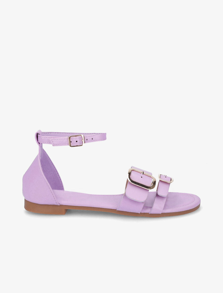 Nu-pieds en simili double boucles - Lilas - 5