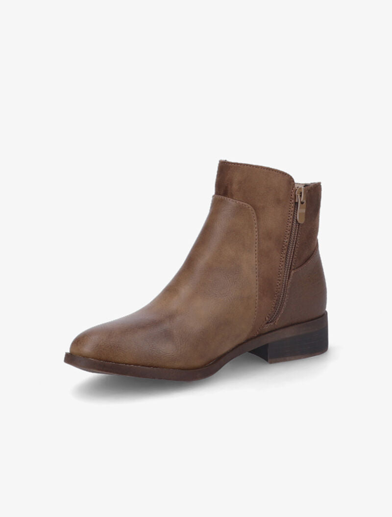Bottines unies bi-matière - Marron - 3