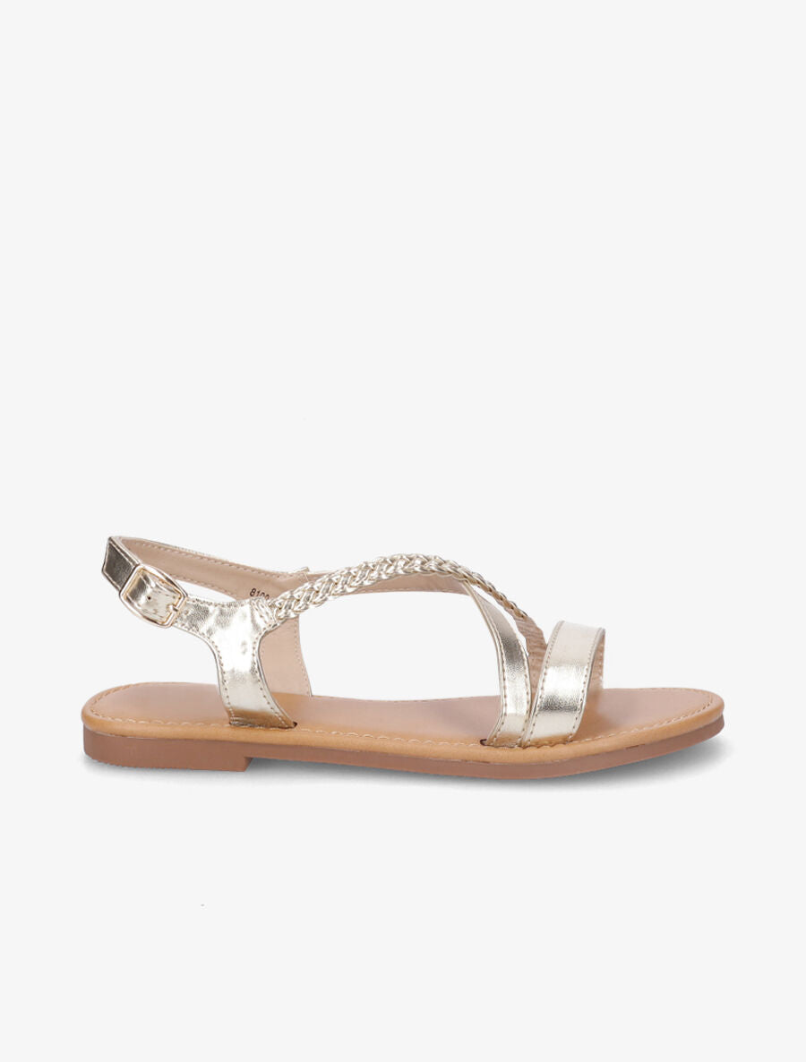 Nu-pieds en simili à bride tressée - Or - 1