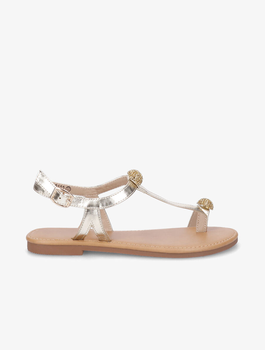 Nu-pieds à bijoux en strass - Or - 1