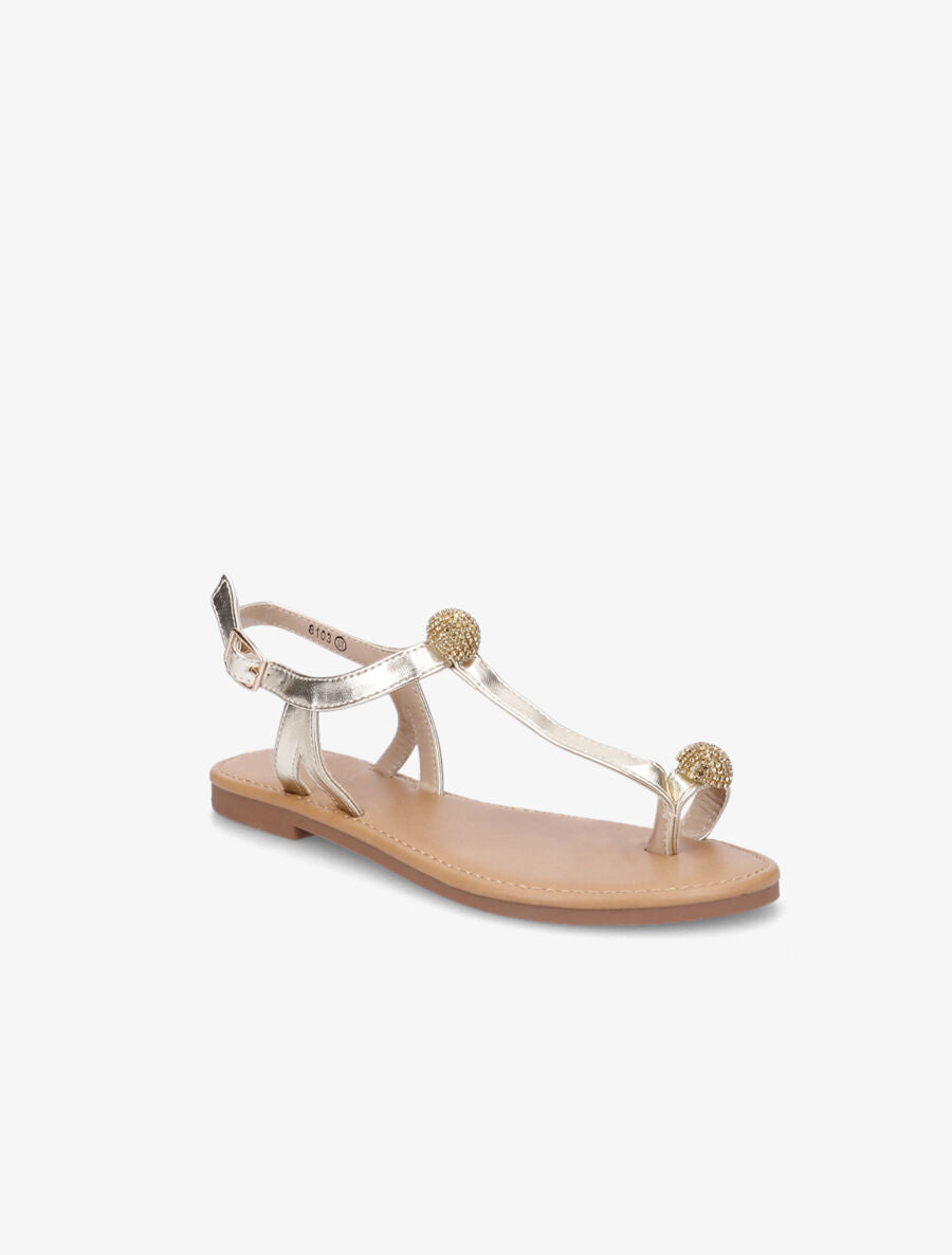 Nu-pieds à bijoux en strass - Or - 2
