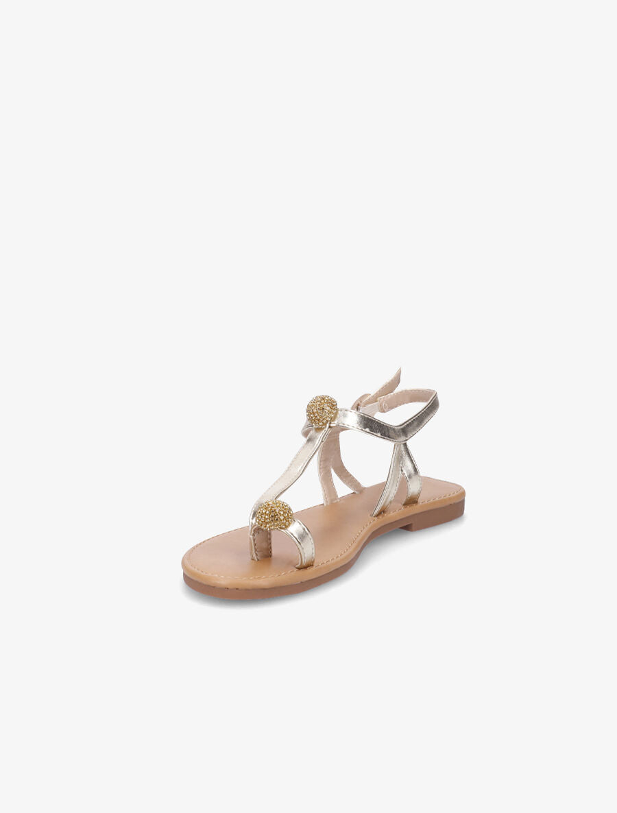 Nu-pieds à bijoux en strass - Or - 3