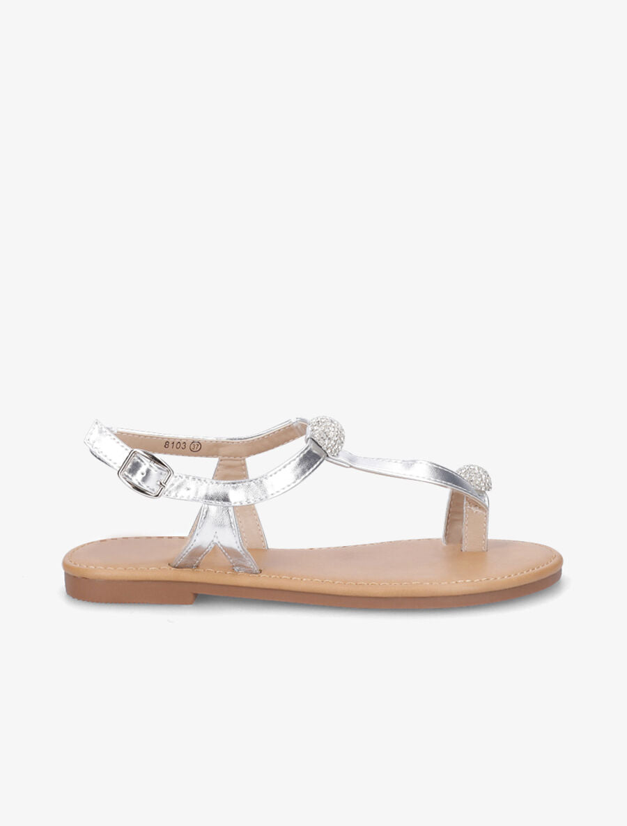 Nu-pieds à bijoux en strass - Argent - 1