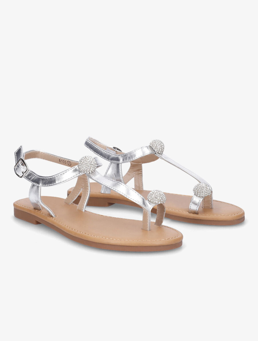 Nu-pieds à bijoux en strass - Argent - 4