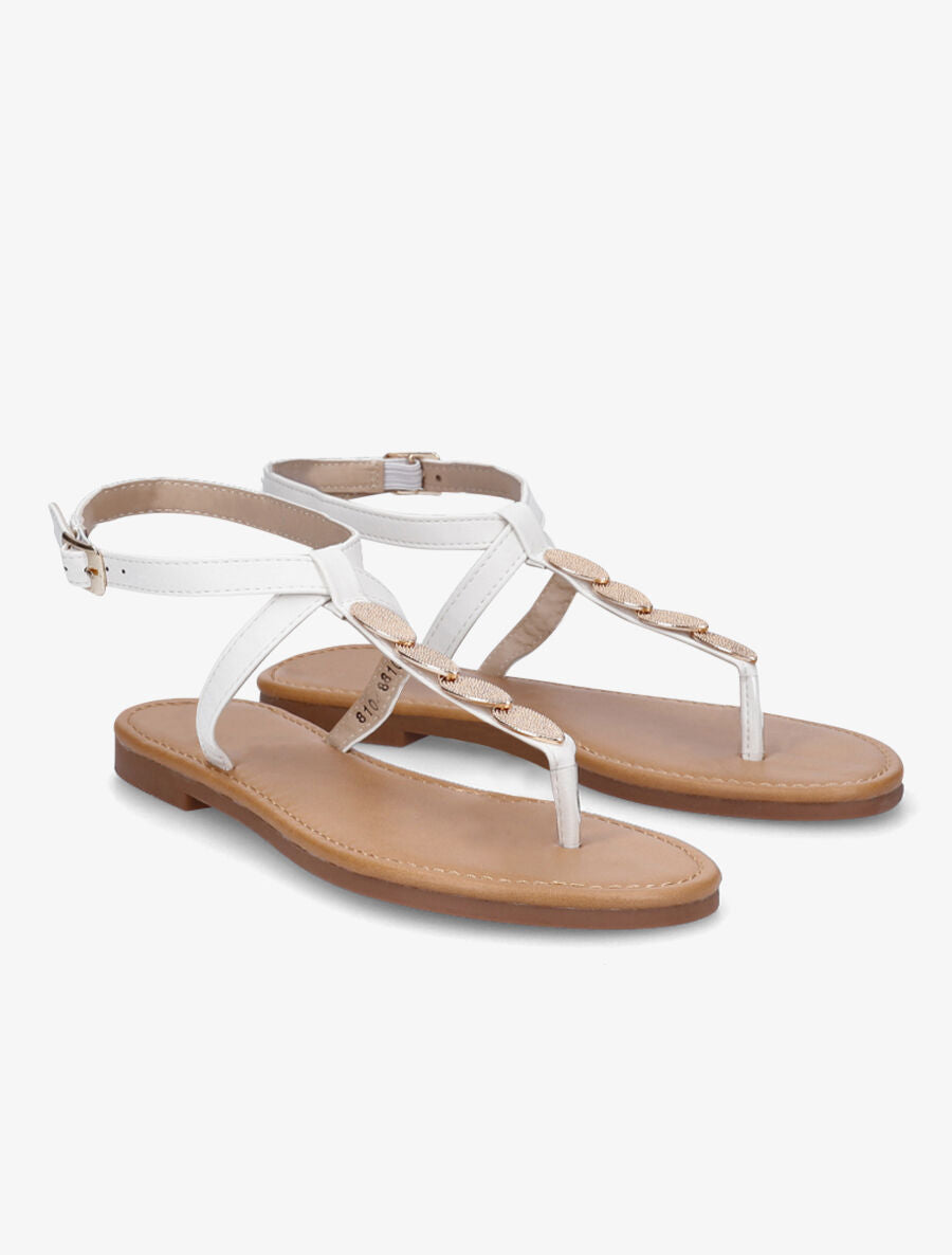 Nu-pieds à bride bijoux - Blanc - 4