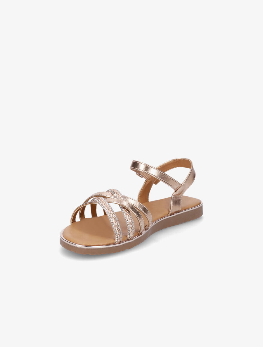 Nu-pieds brides tressées à strass - Rose gold - 3