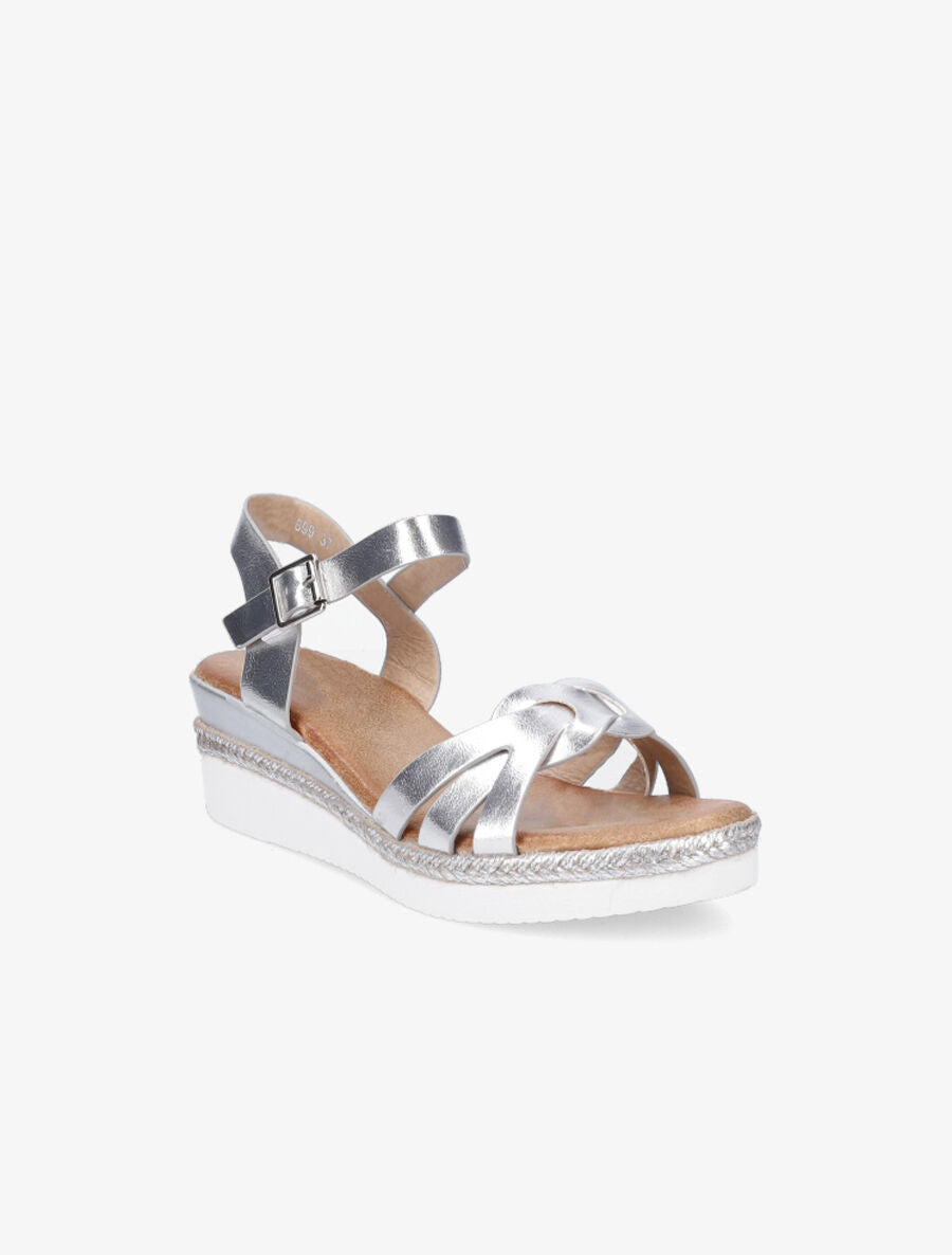 Sandales compensées bride tressée - Argent - 2