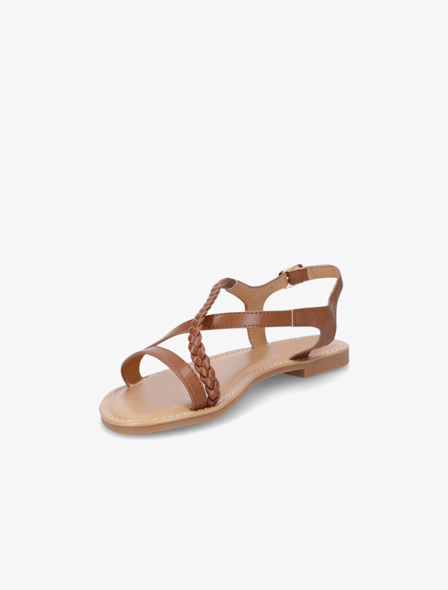 Nu-pieds en simili à bride tressée - Camel - 4