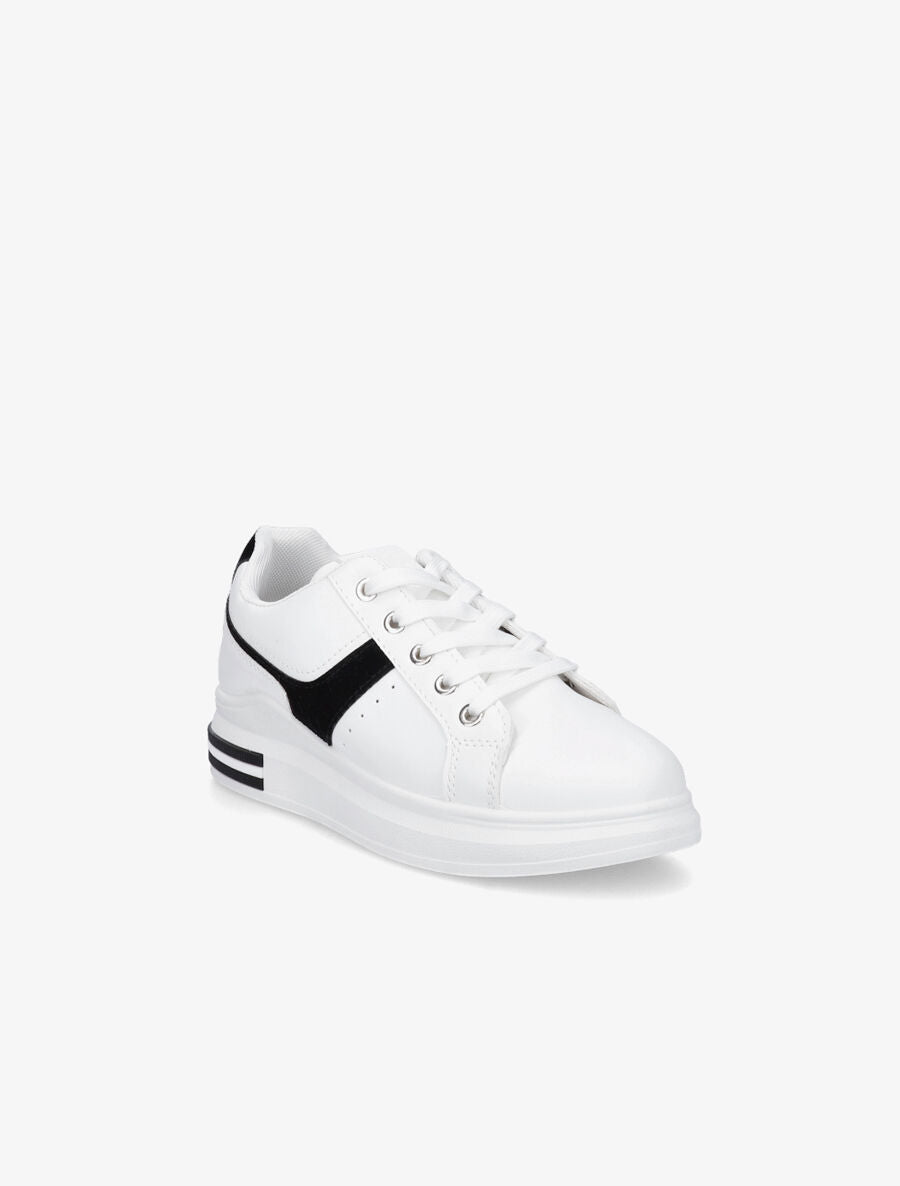 Sneakers classique en simili et suédine - Noir - 2
