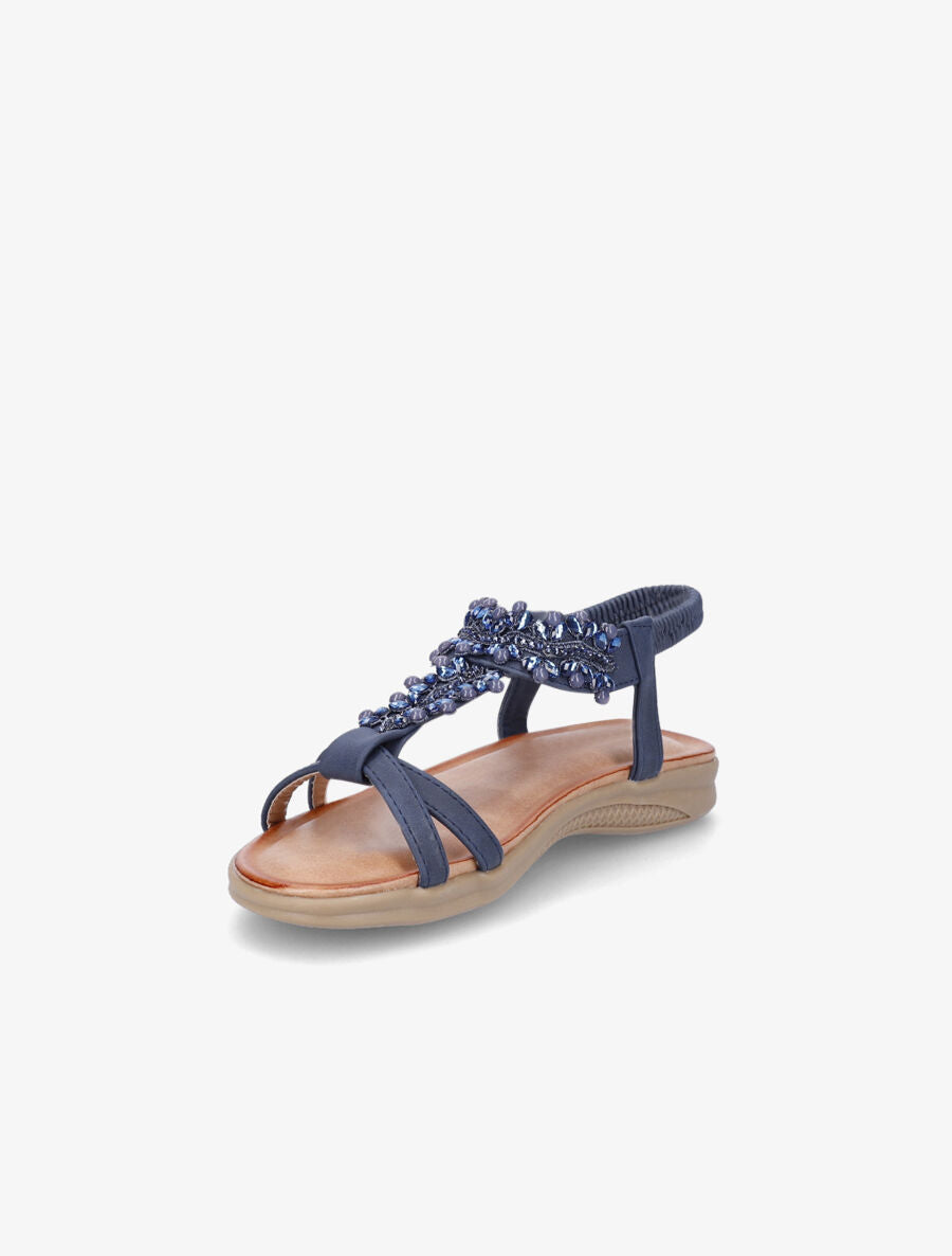 Nu-pieds en simili à perles - Marine - 3