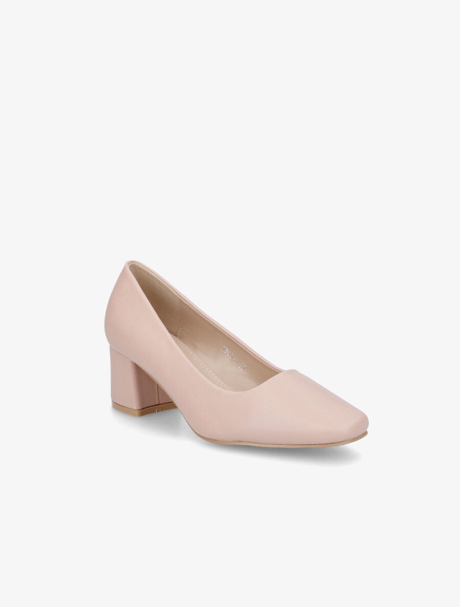 Escarpins mi-haut talon carré - Nude - 2