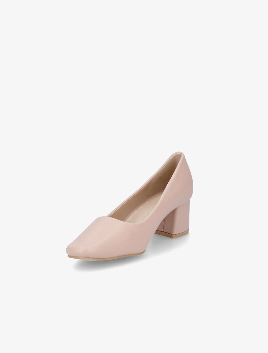 Escarpins mi-haut talon carré - Nude - 3
