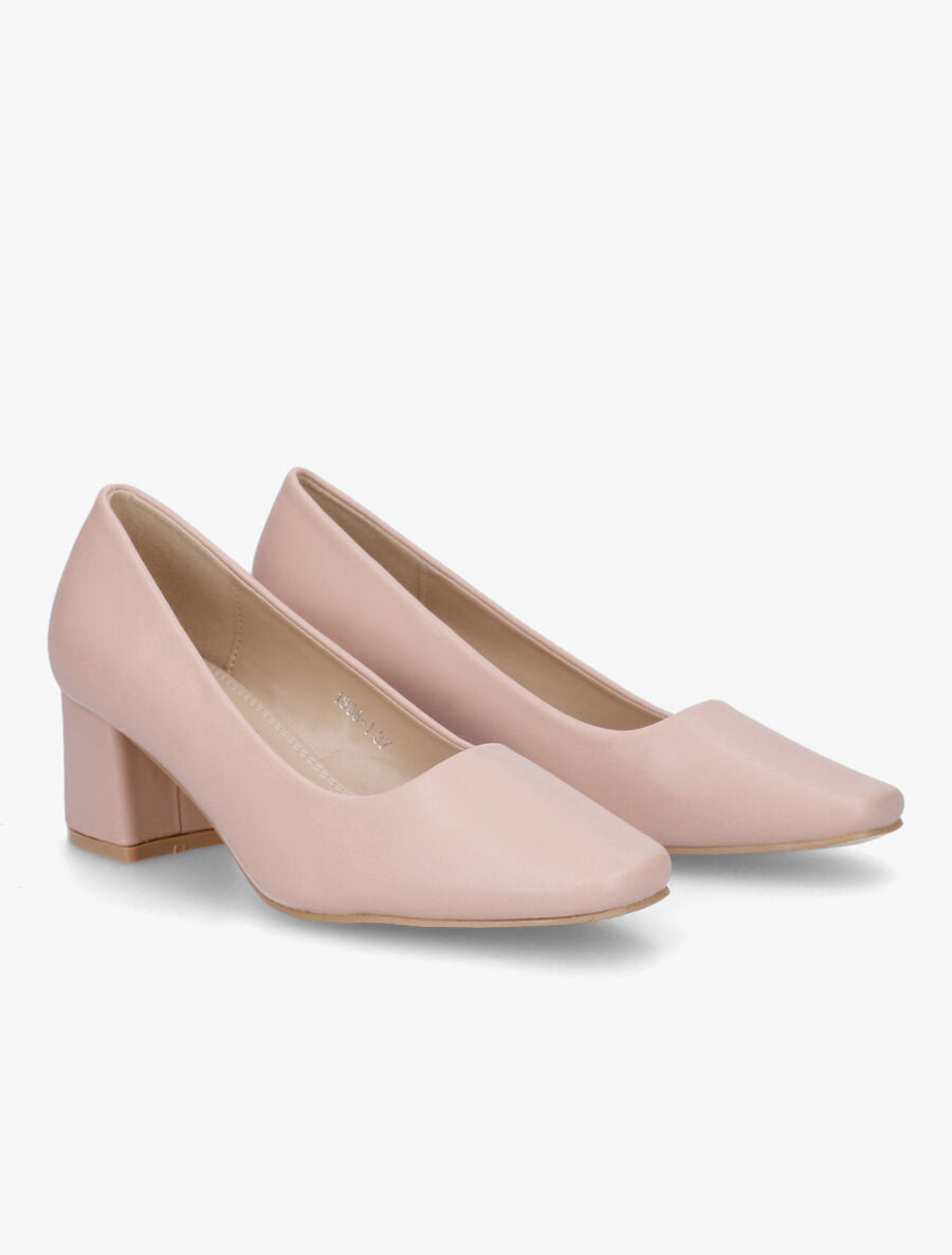 Escarpins mi-haut talon carré - Nude - 4