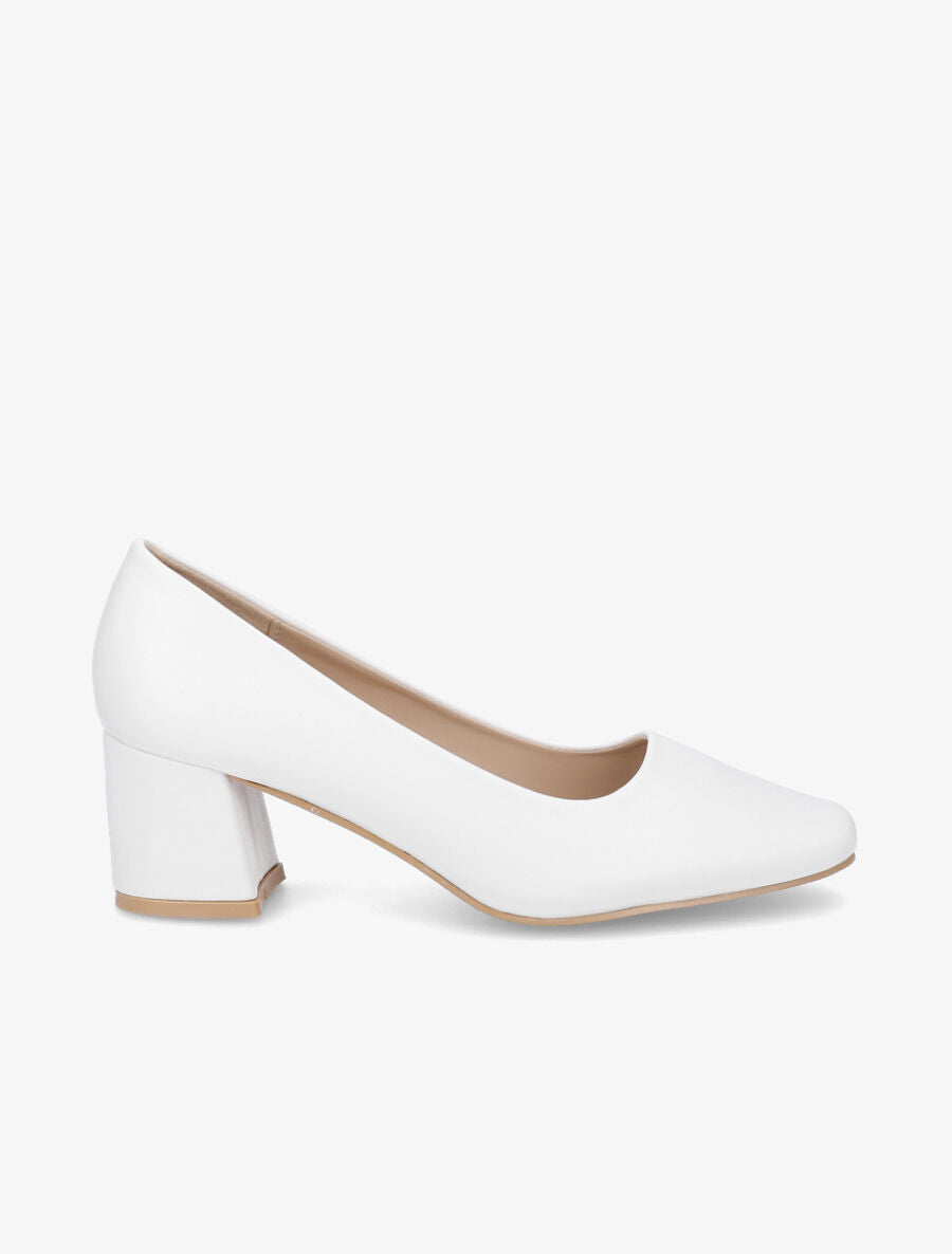 Escarpins mi-haut talon carré - Blanc - 1
