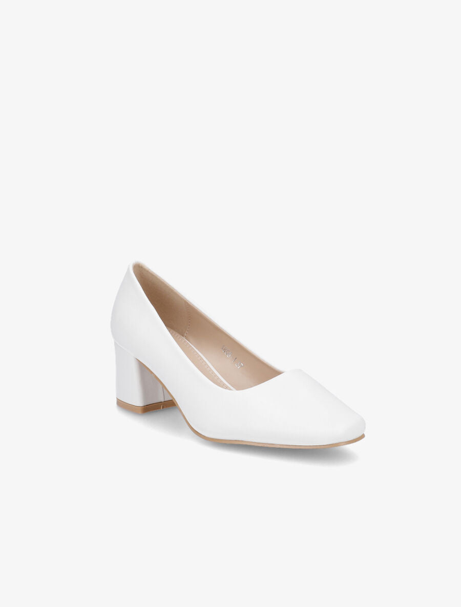 Escarpins mi-haut talon carré - Blanc - 2