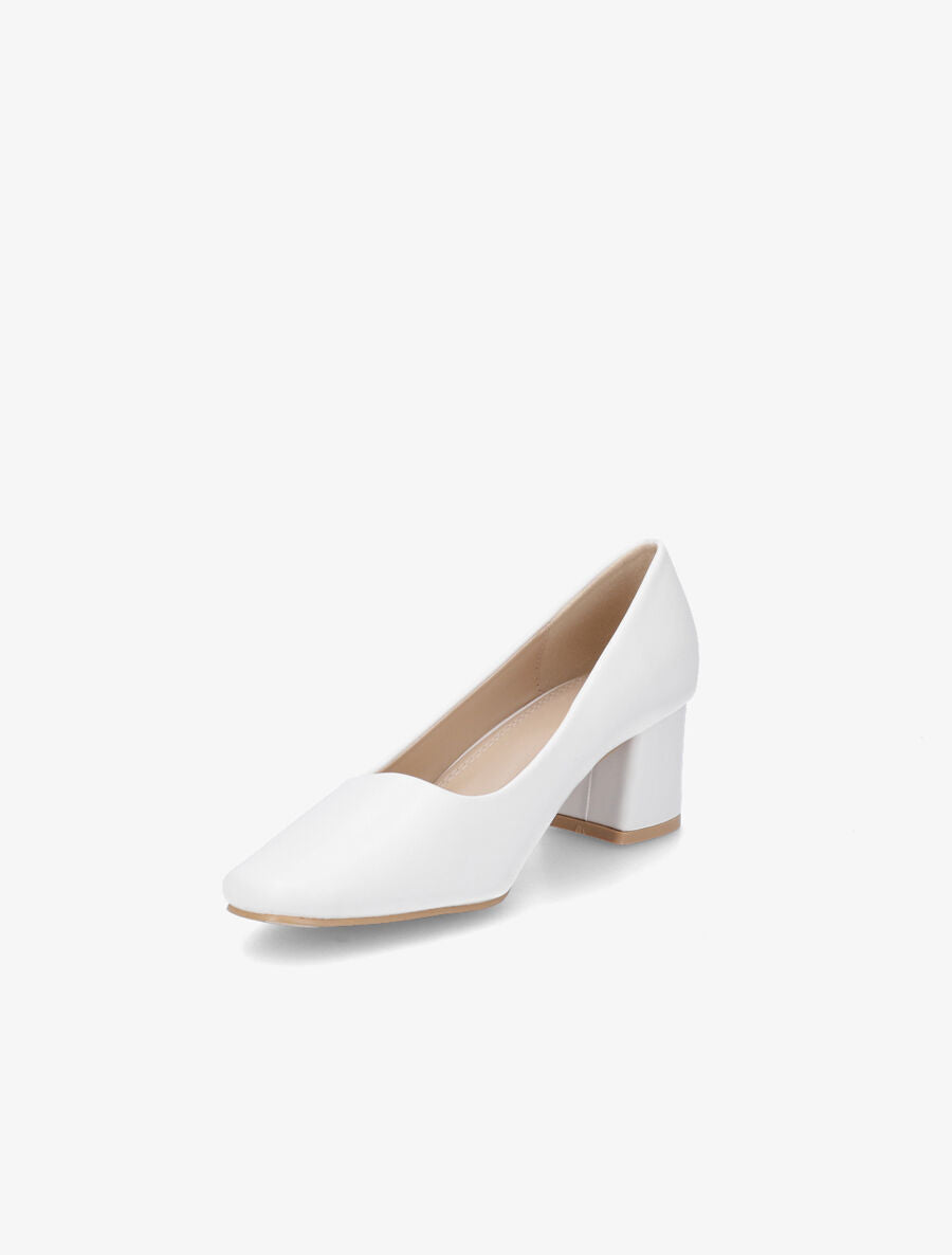 Escarpins mi-haut talon carré - Blanc - 3