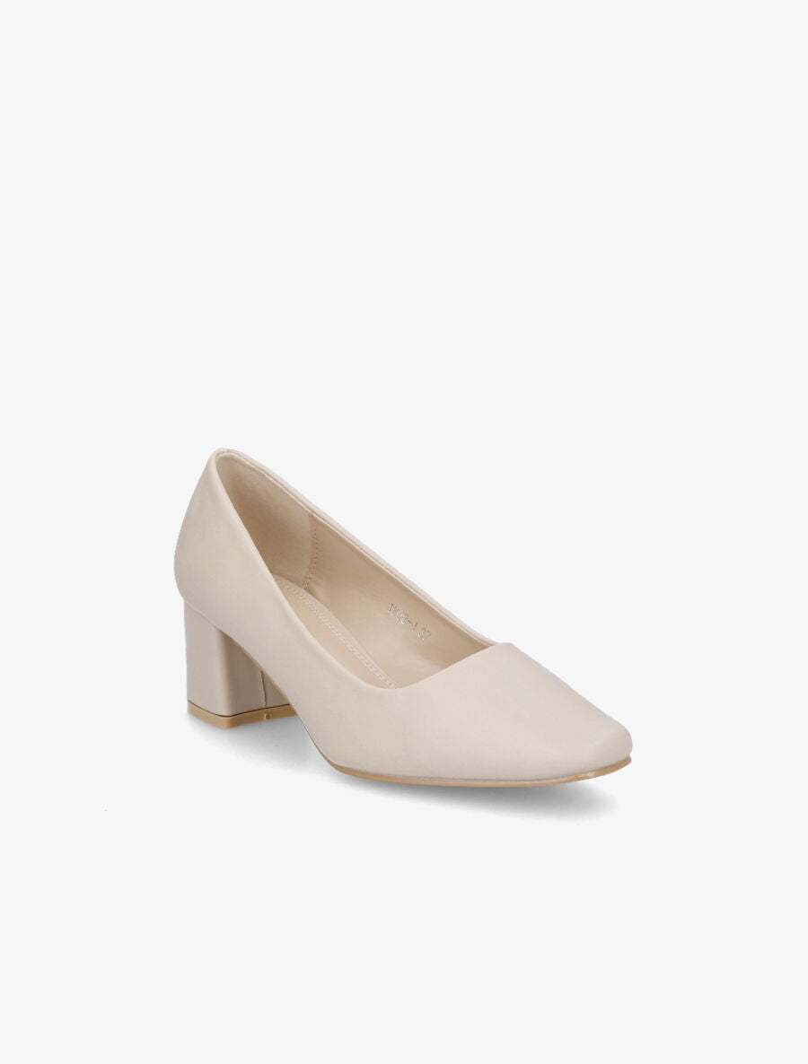 Escarpins mi-haut talon carré - Beige - 2
