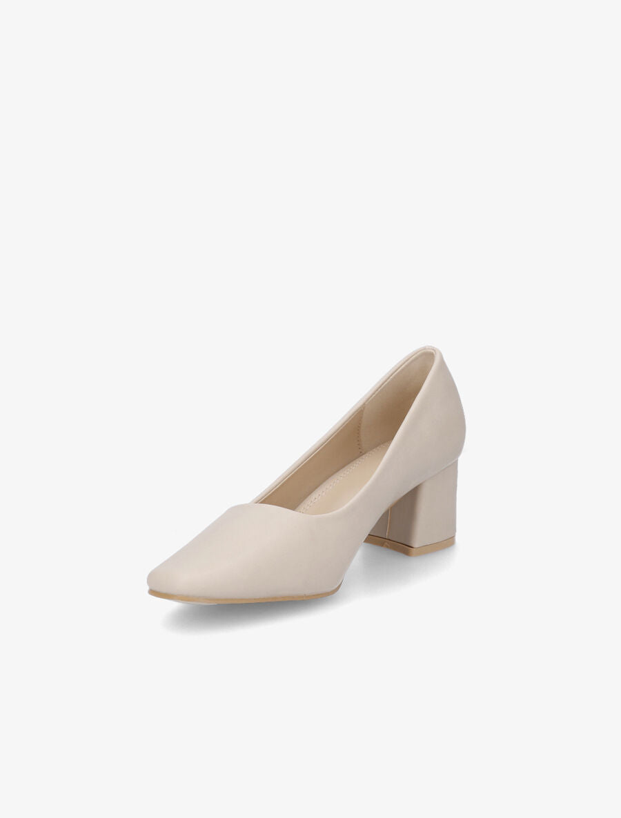 Escarpins mi-haut talon carré - Beige - 3