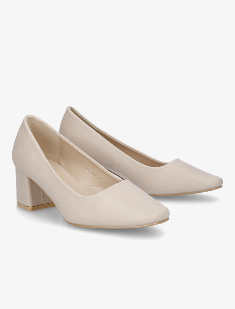 Escarpins mi-haut talon carré - Beige - 4