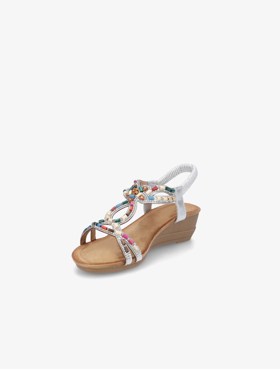 Nu-pieds à brides ornées de strass et perles - Argent - 3