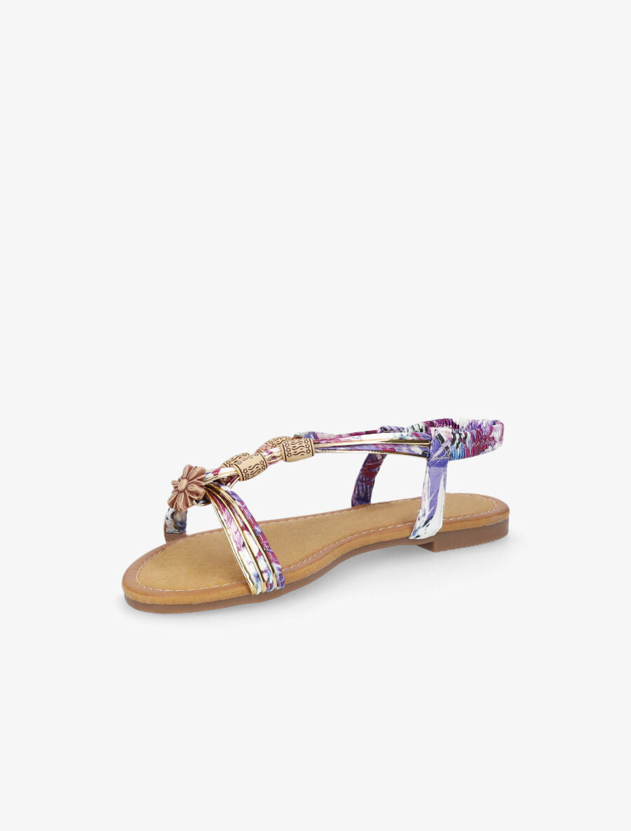 Nu-pieds à perles et en tissu satiné - Violet - 3