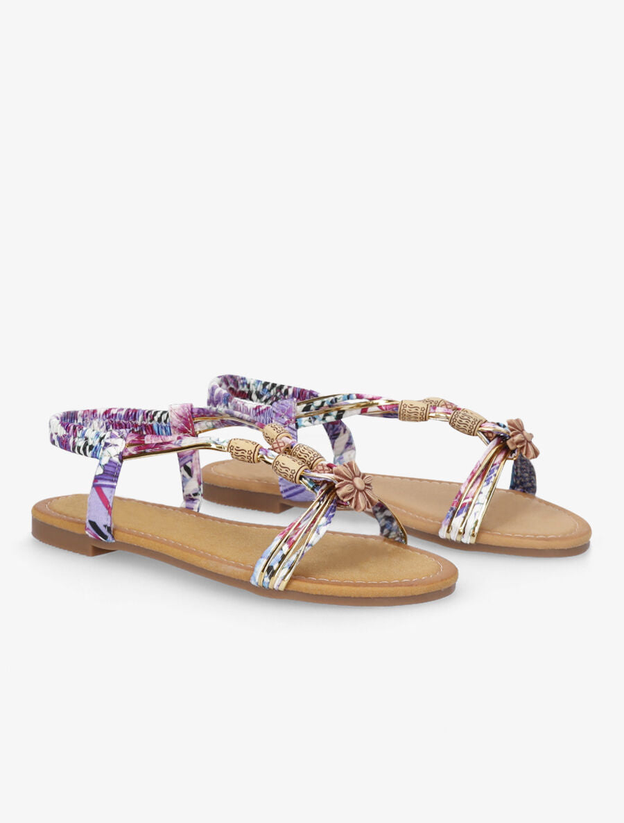 Nu-pieds à perles et en tissu satiné - Violet - 4