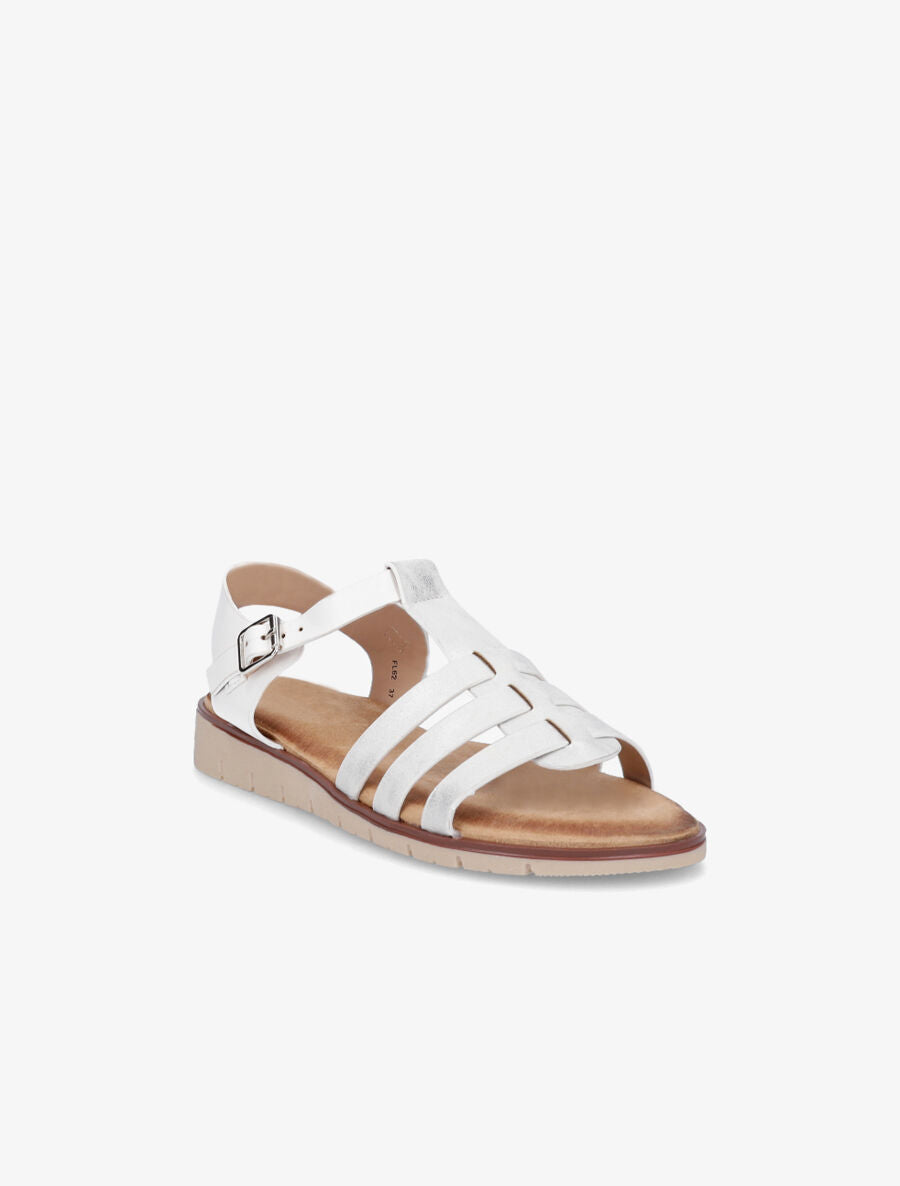 Nu-pieds style spartiates en simili - Blanc - 2