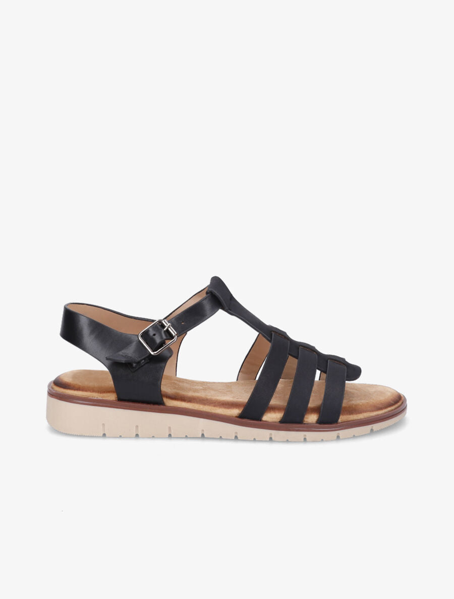 Nu-pieds style spartiates en simili - Noir - 1