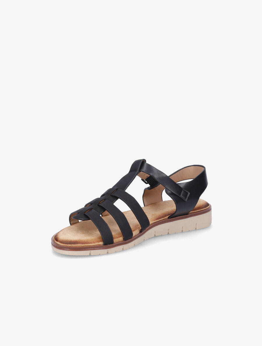 Nu-pieds style spartiates en simili - Noir - 3