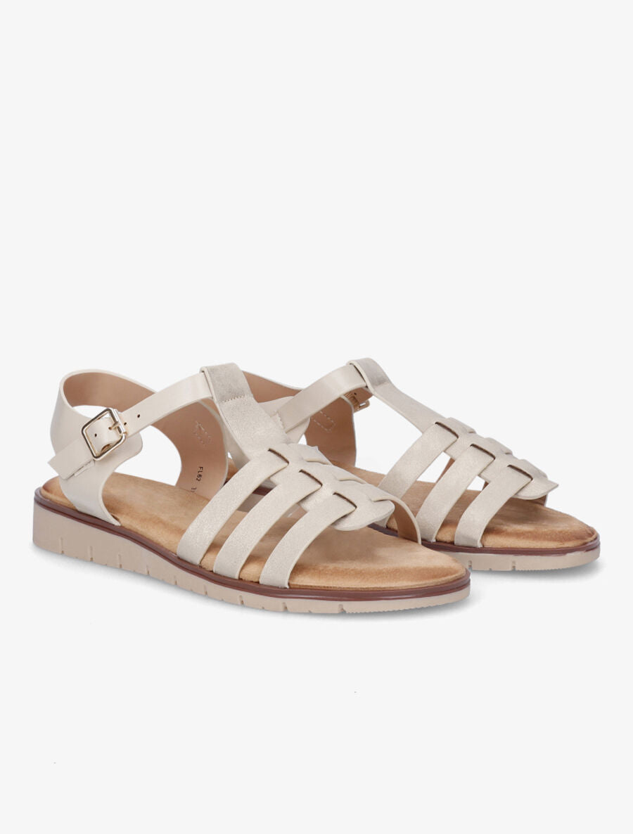 Nu-pieds style spartiates en simili - Beige - 4