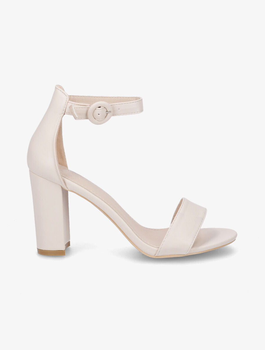 Sandales à talon haut et bride - Beige - 5