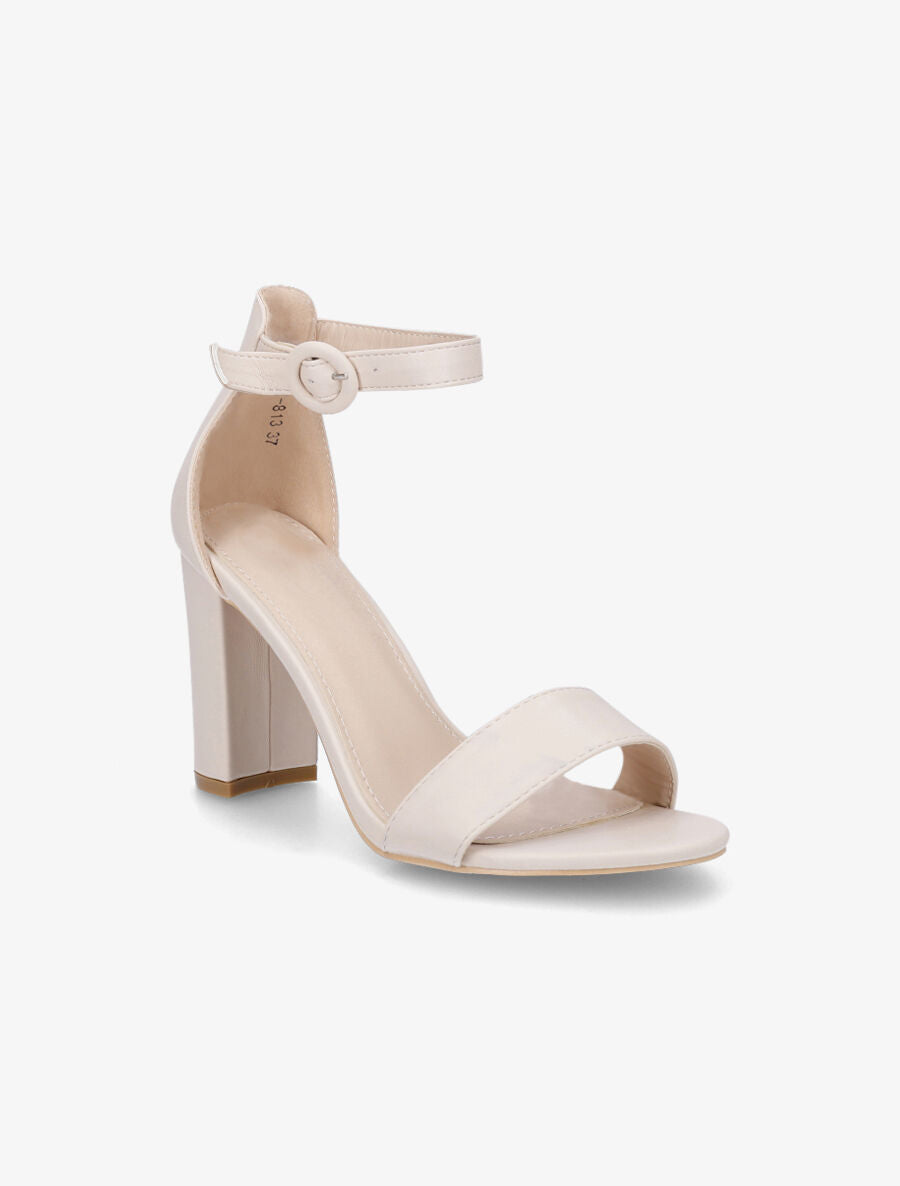 Sandales à talon haut et bride - Beige - 2