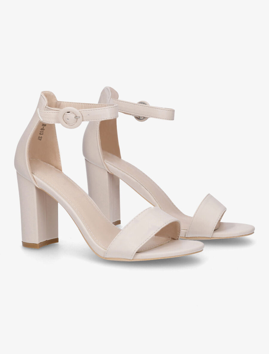 Sandales à talon haut et bride - Beige - 4