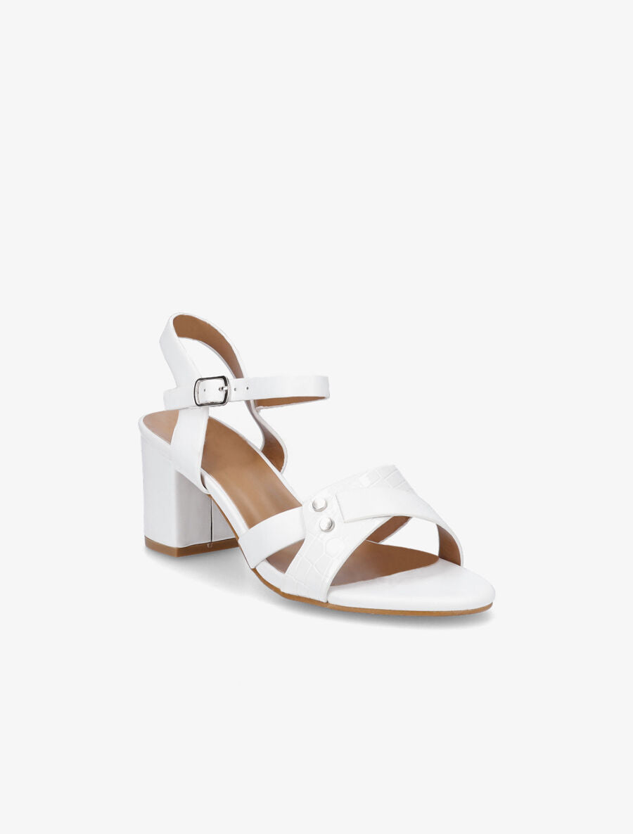 Sandales en simili à brides entrecroisées - Blanc - 2