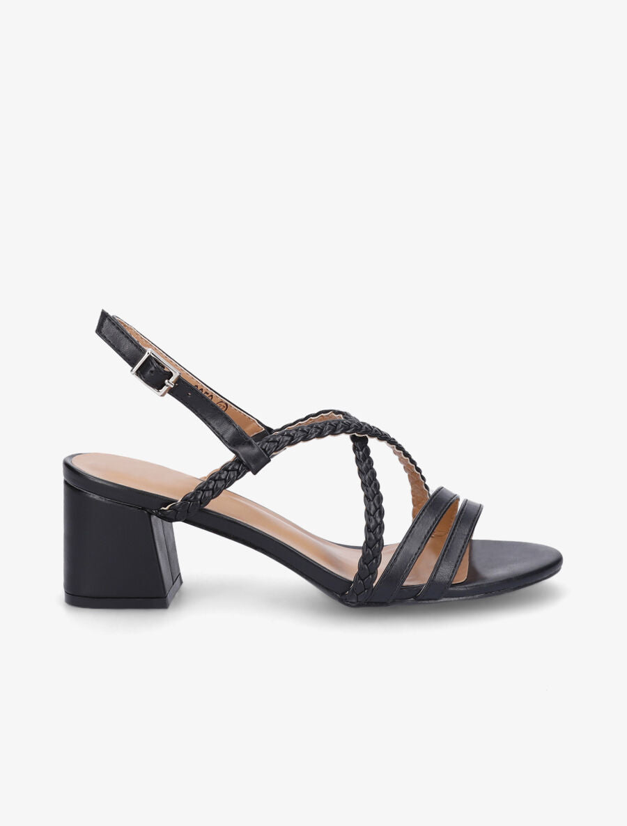 Sandales unies à brides tressées - Noir - 5
