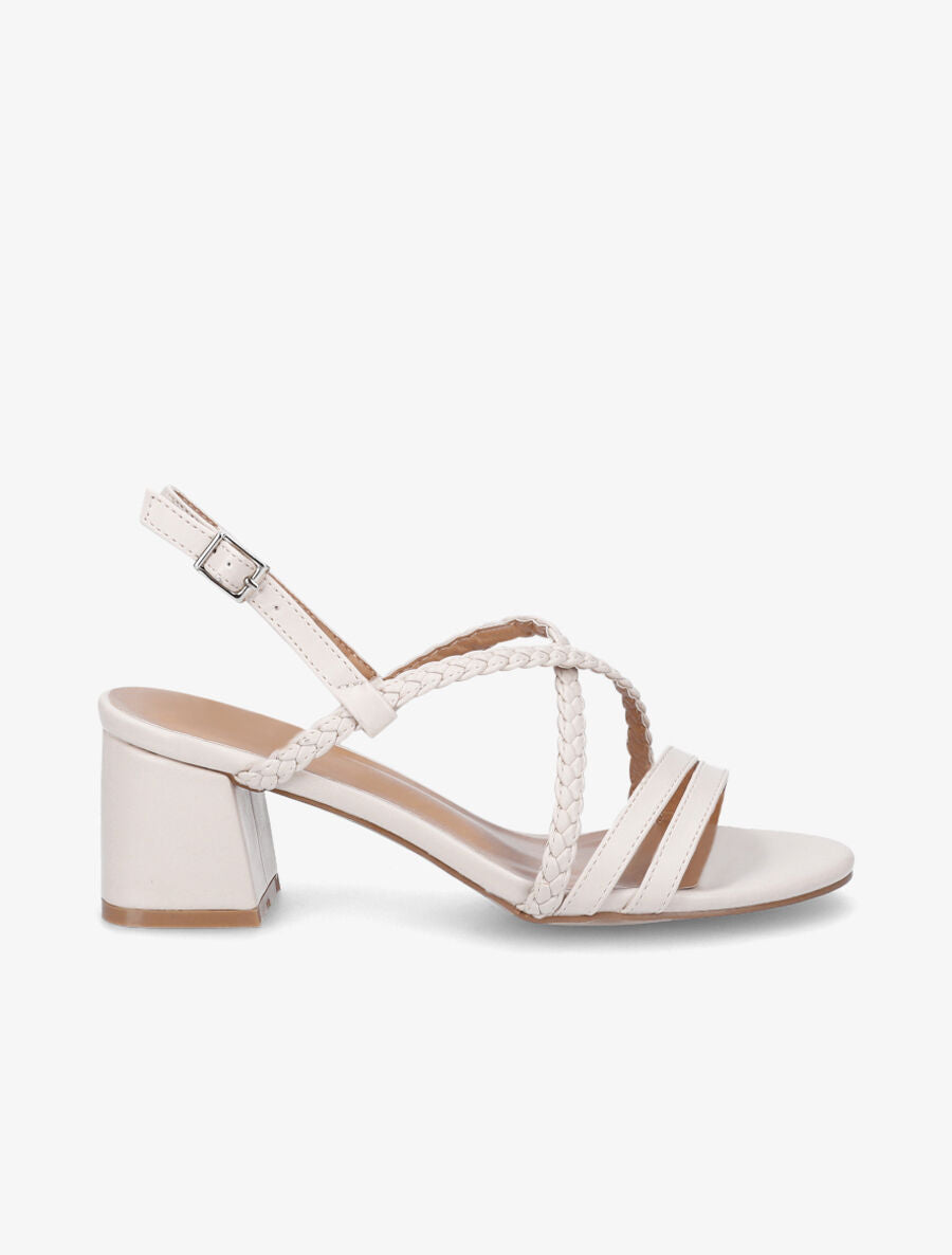 Sandales unies à brides tressées - Beige - 5