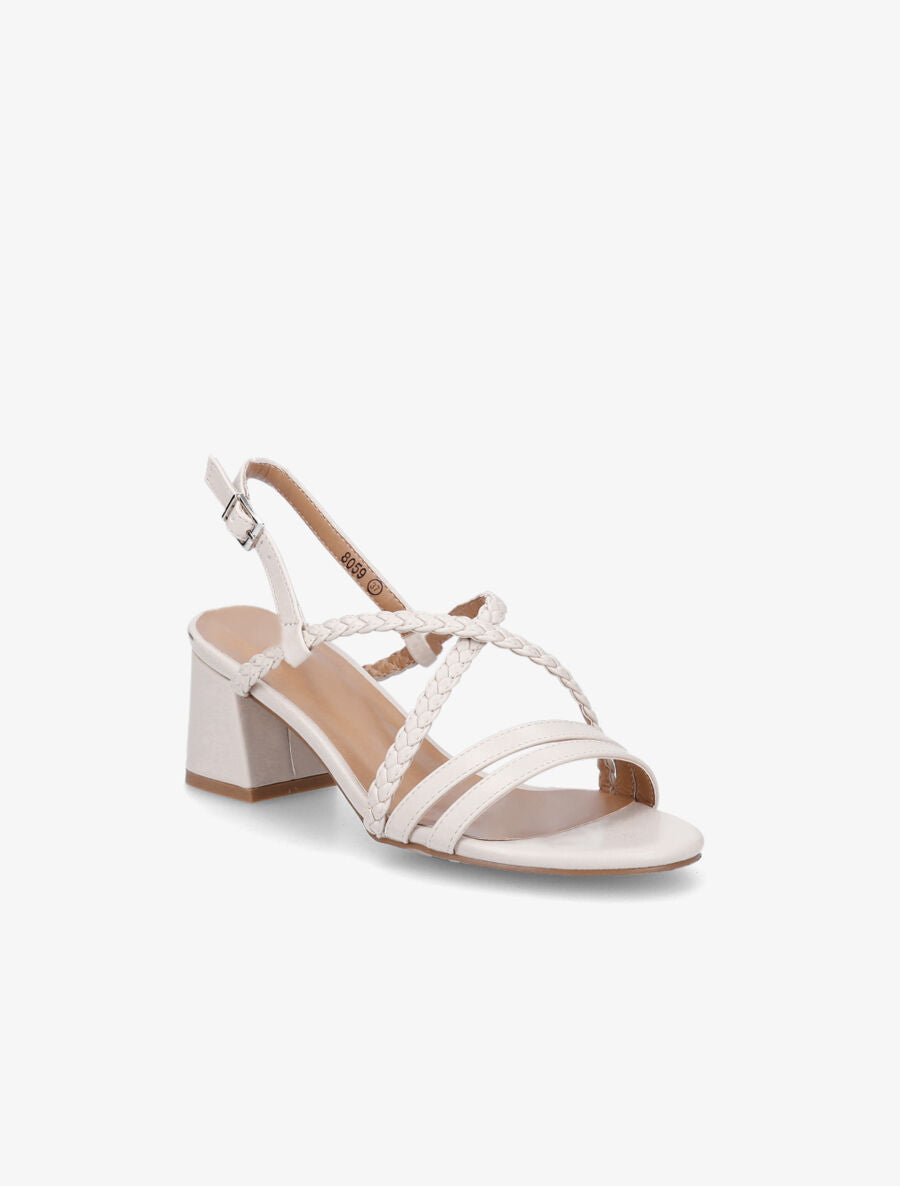 Sandales unies à brides tressées - Beige - 2