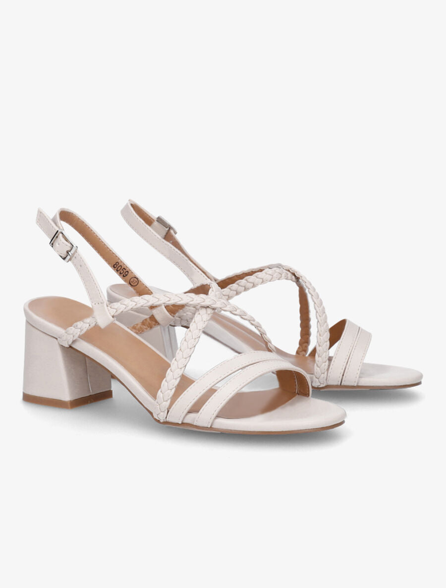 Sandales unies à brides tressées - Beige - 4
