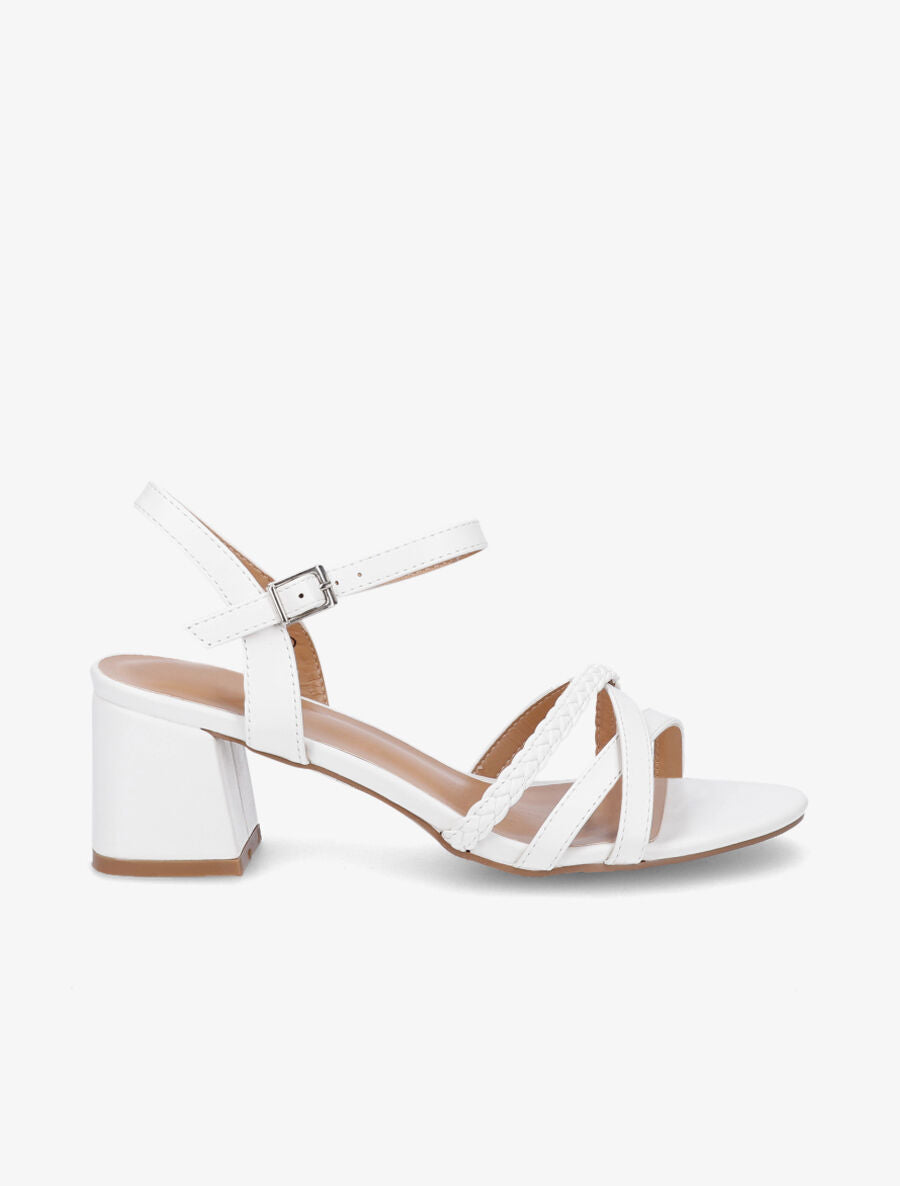 Sandales classiques en simili à brides croisées - Blanc - 1