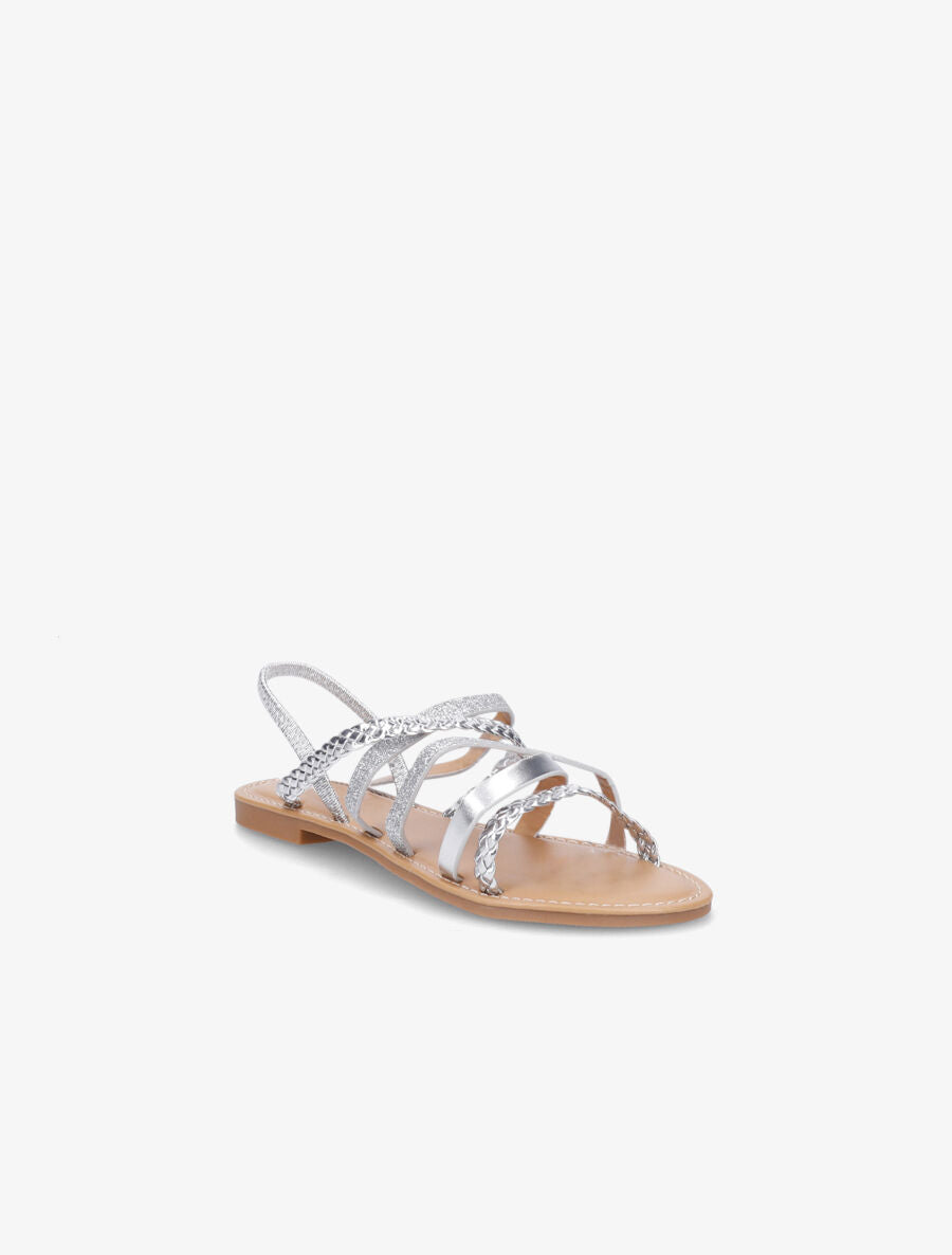 Nu-pieds à multibrides et contrefort élastiqué - Argent - 2