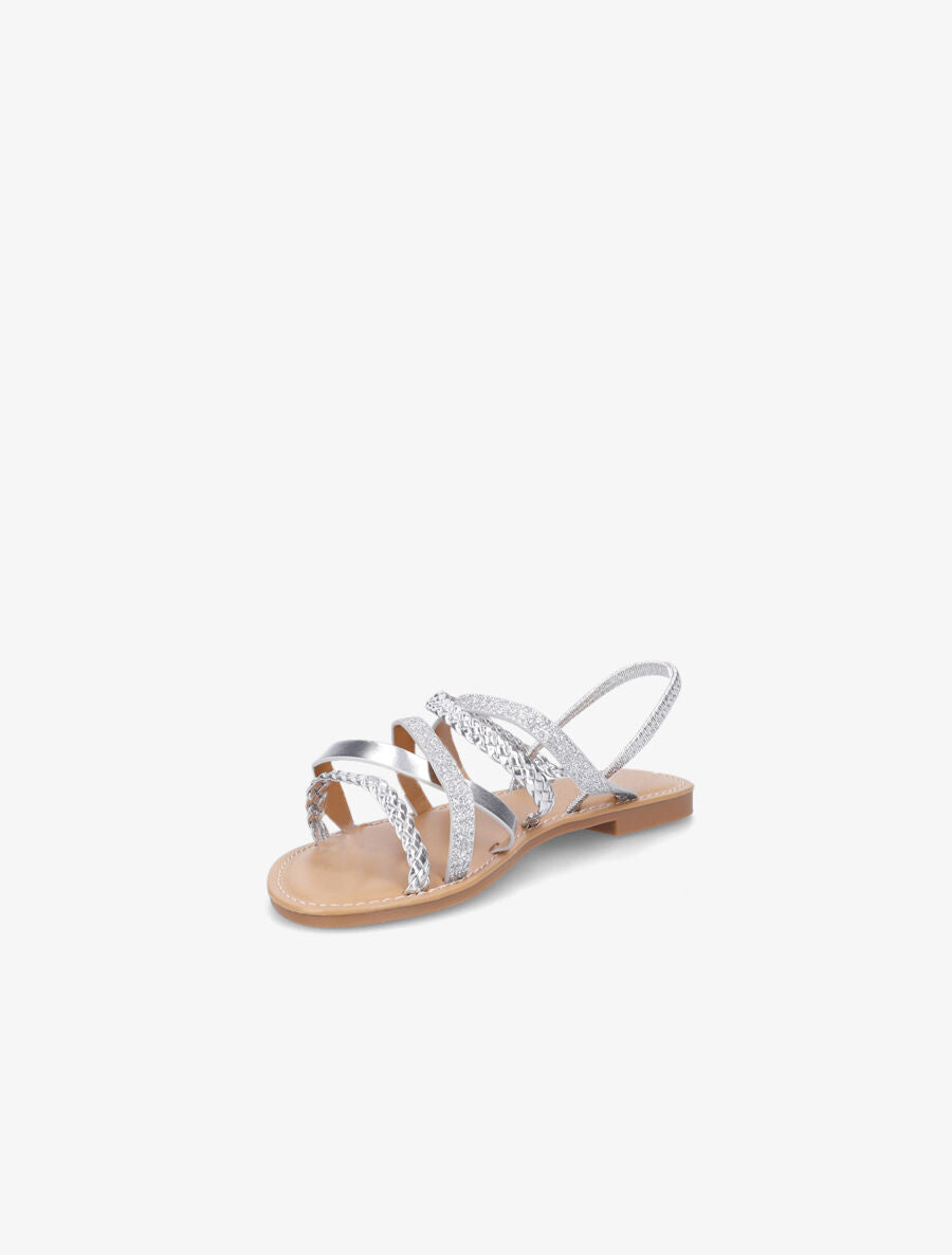 Nu-pieds à multibrides et contrefort élastiqué - Argent - 3