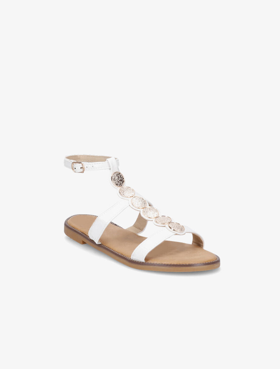 Nu-pieds effet croco et bijoux - Blanc - 2