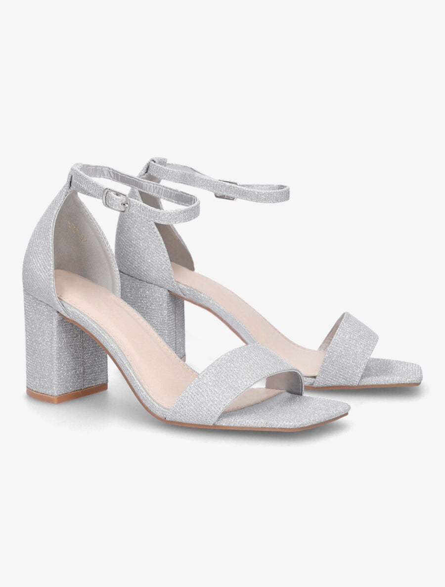 Sandales en simili à paillettes - Argent - 4
