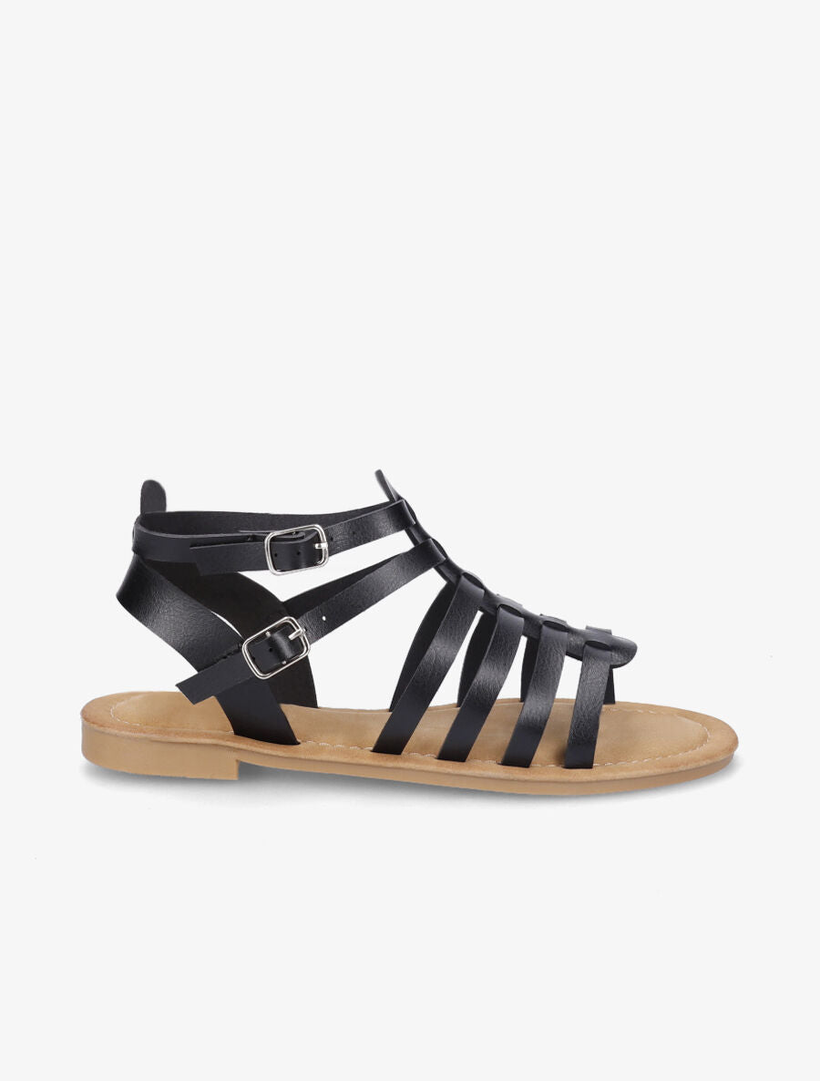 Nu-pieds en simili à multibrides - Noir - 5