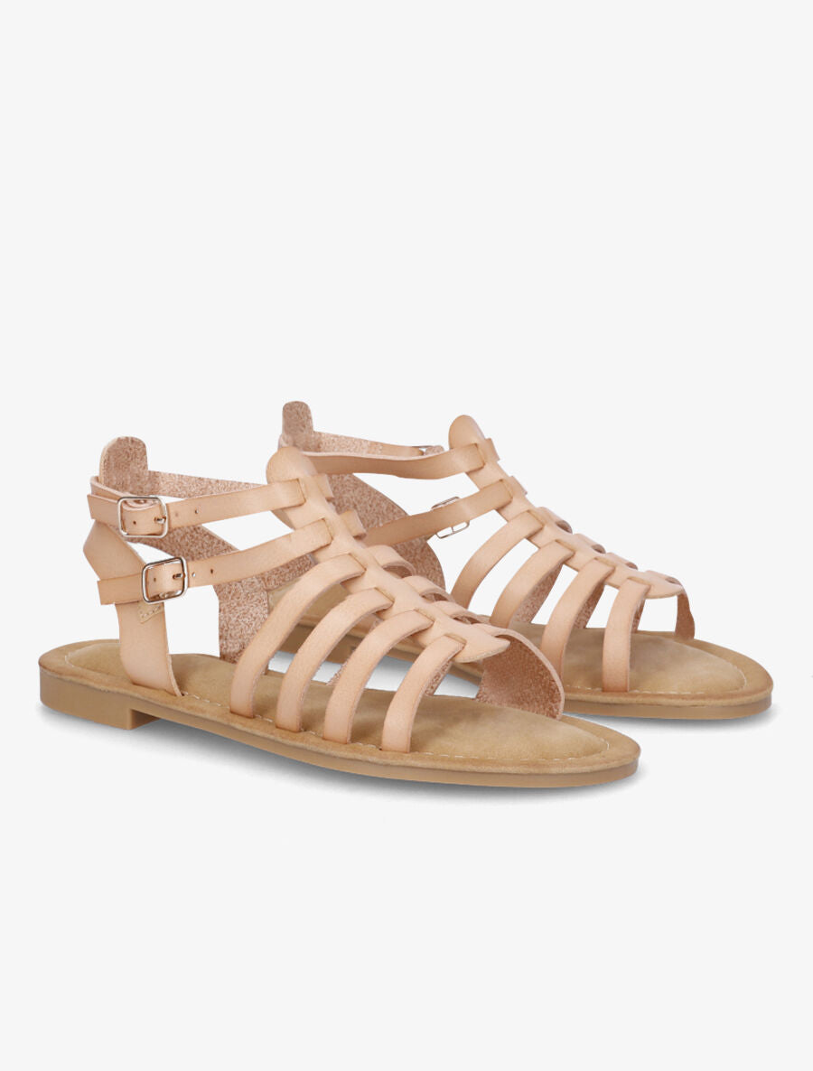 Nu-pieds en simili à multibrides - Beige - 4