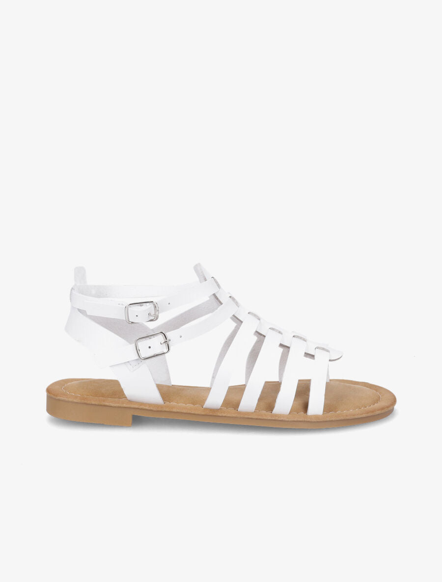 Nu-pieds en simili à multibrides - Blanc - 1