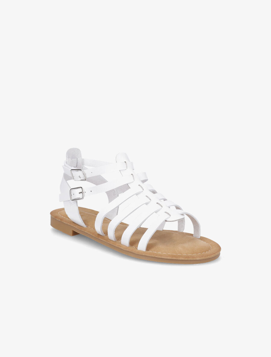 Nu-pieds en simili à multibrides - Blanc - 2