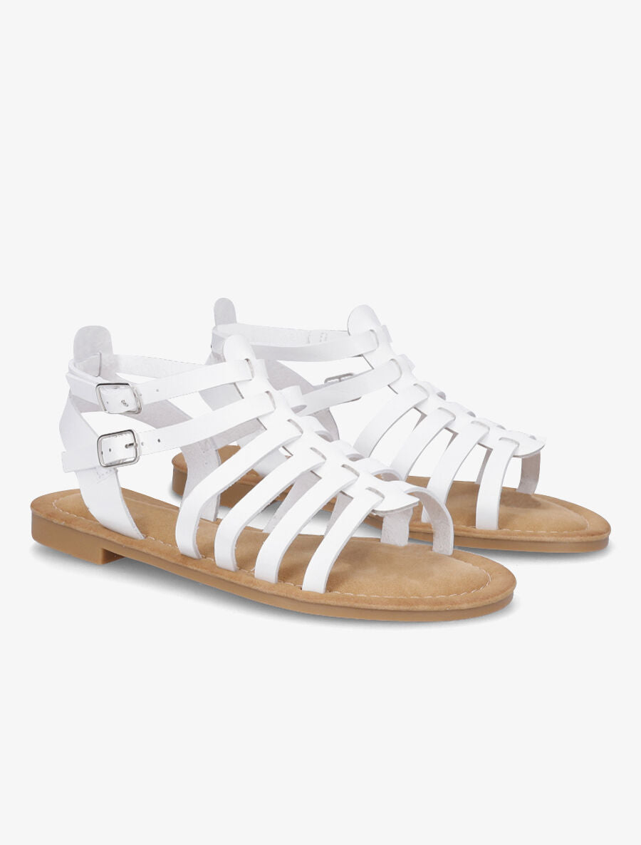 Nu-pieds en simili à multibrides - Blanc - 4