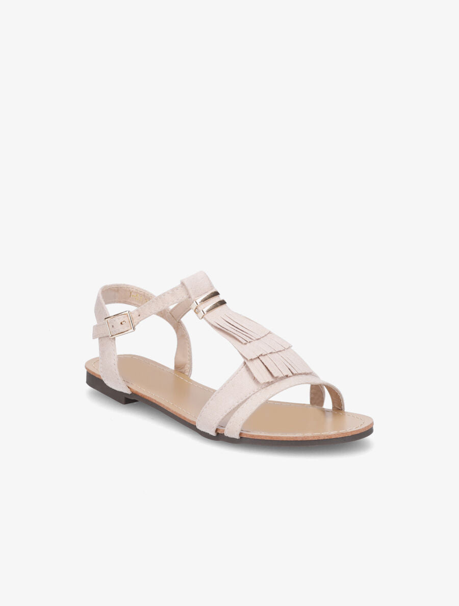 Nu-pieds à franges en suédine - Beige - 2