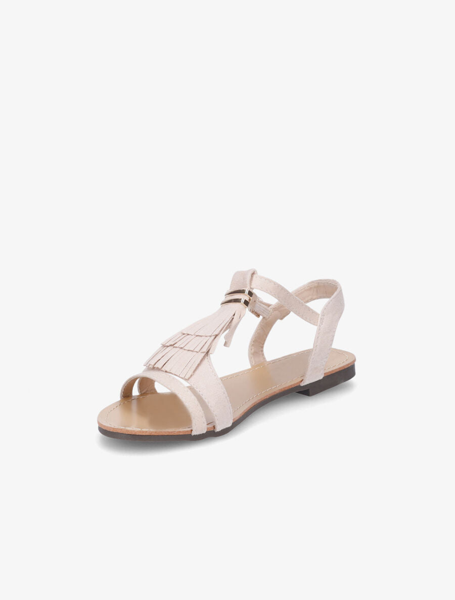 Nu-pieds à franges en suédine - Beige - 3